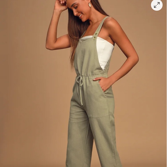 Verona Sage Green Drawstring Wide-Leg Jumpsuit - Picture 2 of 5